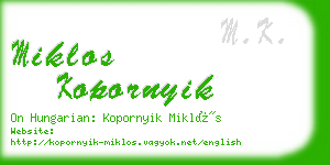 miklos kopornyik business card